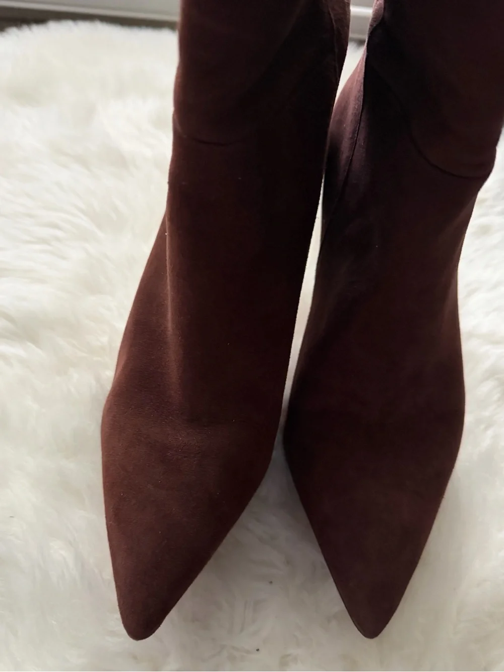 Larroude Brown Suede Over-the-Knee Pointed Stiletto Boots